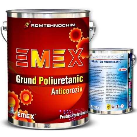 Pachet Grund Poliuretanic Anticoroziv ?Emex? - Rosu - Bid. 20 Kg + Intaritor - Bid. 3 Kg